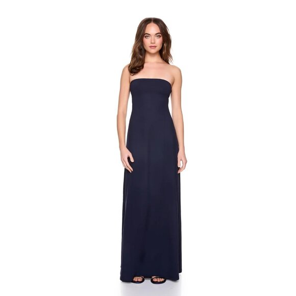 Susana Monaco Midi Tube Dress L Large Black Strapless Bodycon Full NEW - Picture 1 of 9